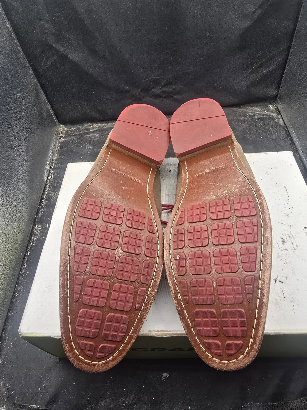 Cole Haan Brown Suede Derby Shoes with Red Laces